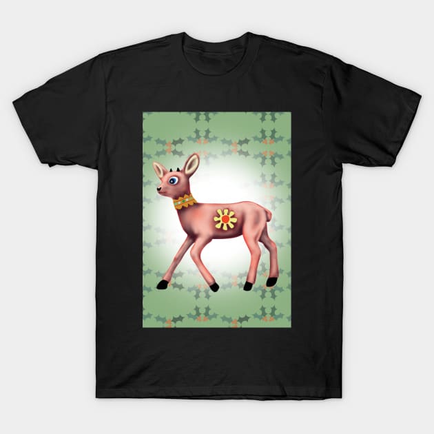 Green Reindeer xmas card T-Shirt by cintclare